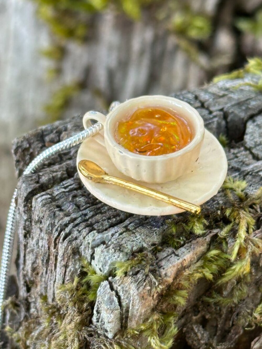 *Original* Fire Opal Teacup Necklace